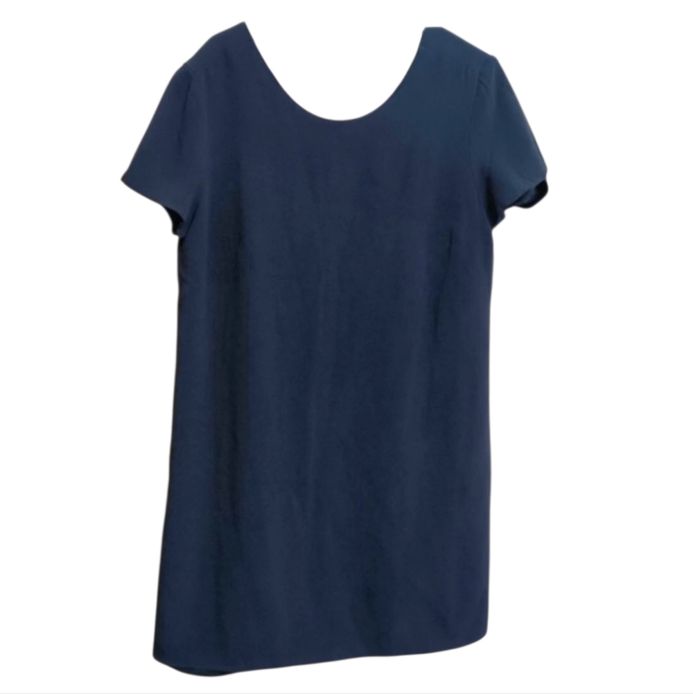 Sezane Navy Blue Crepe Button Back Mini Dress